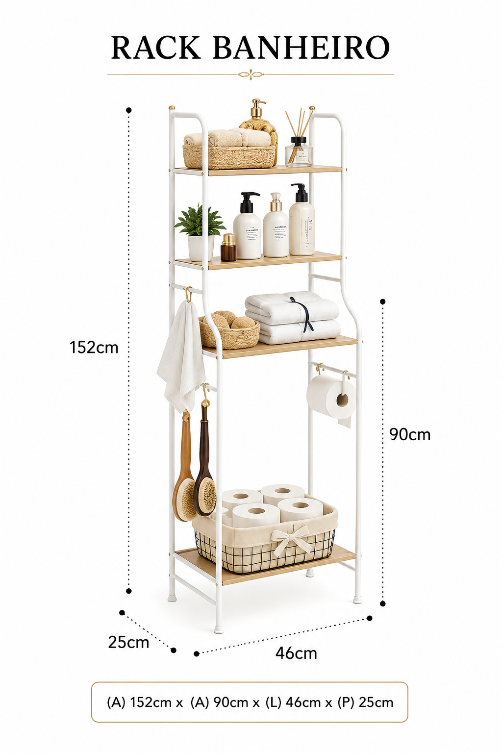 Rack Organizador Multiuso para Máquina de Lavar e Banheiro