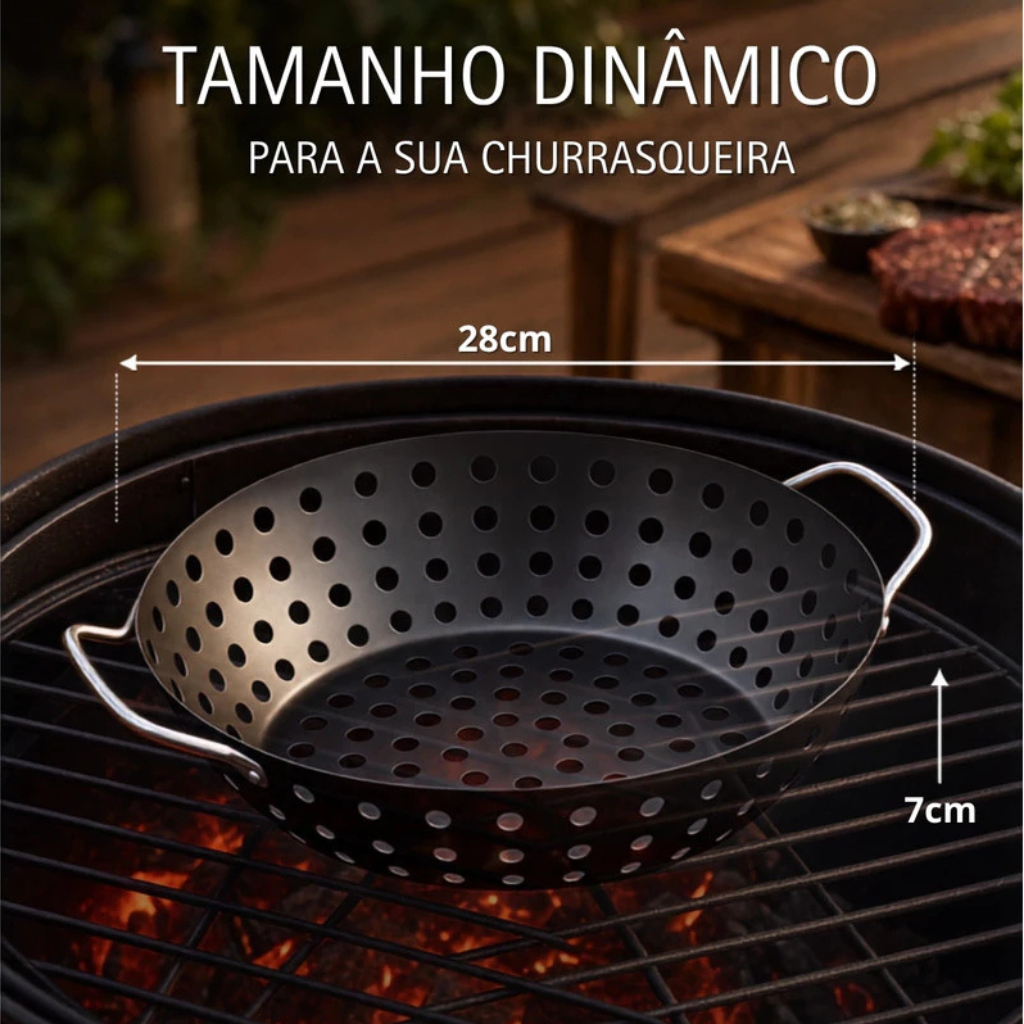 Grelha Frigideira Antiaderente para Churrasqueira