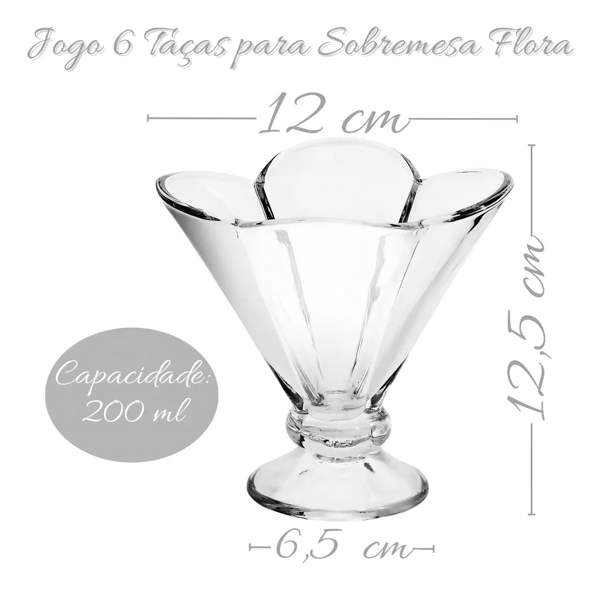 Kit com 6 Taças de Sobremesa em Vidro