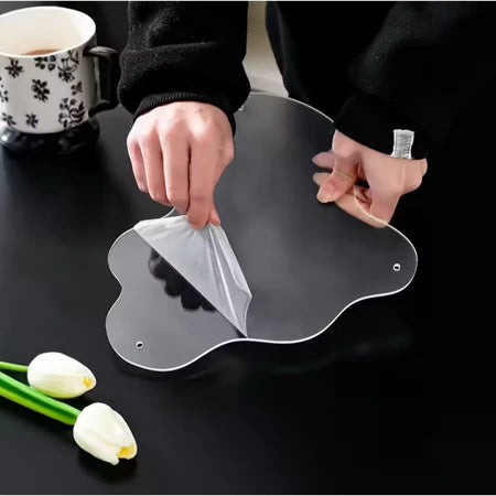 Bandeja Decorativa Acrílico Cristal com Pés de Madeira