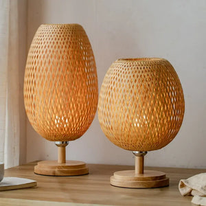 Abajur de Mesa Vintage em Bambu Japonês