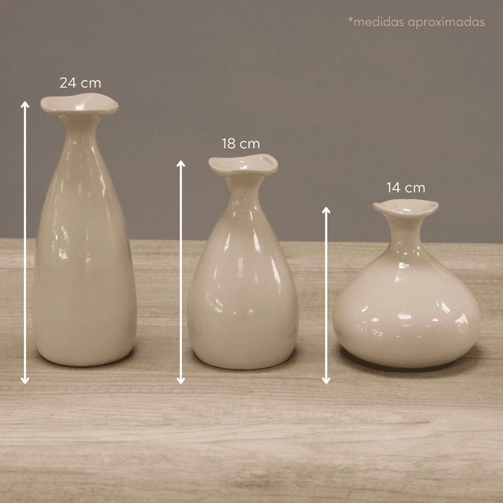 Trio de Vasos Decorativos em Cerâmica – 3 Tamanhos