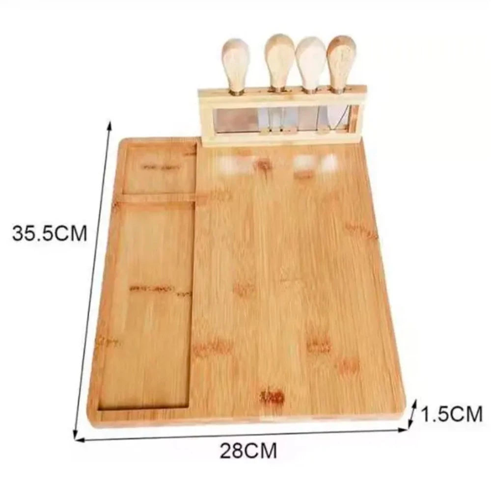 Tábua de Frios em Bambu com 4 Espátulas