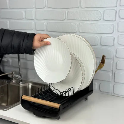Escorredor de Louças Retrátil Premium com Detalhes em Madeira – Elegância e Praticidade para sua Cozinha
