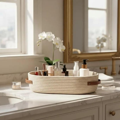 Cesto Organizador Decorativo em Corda Trançada