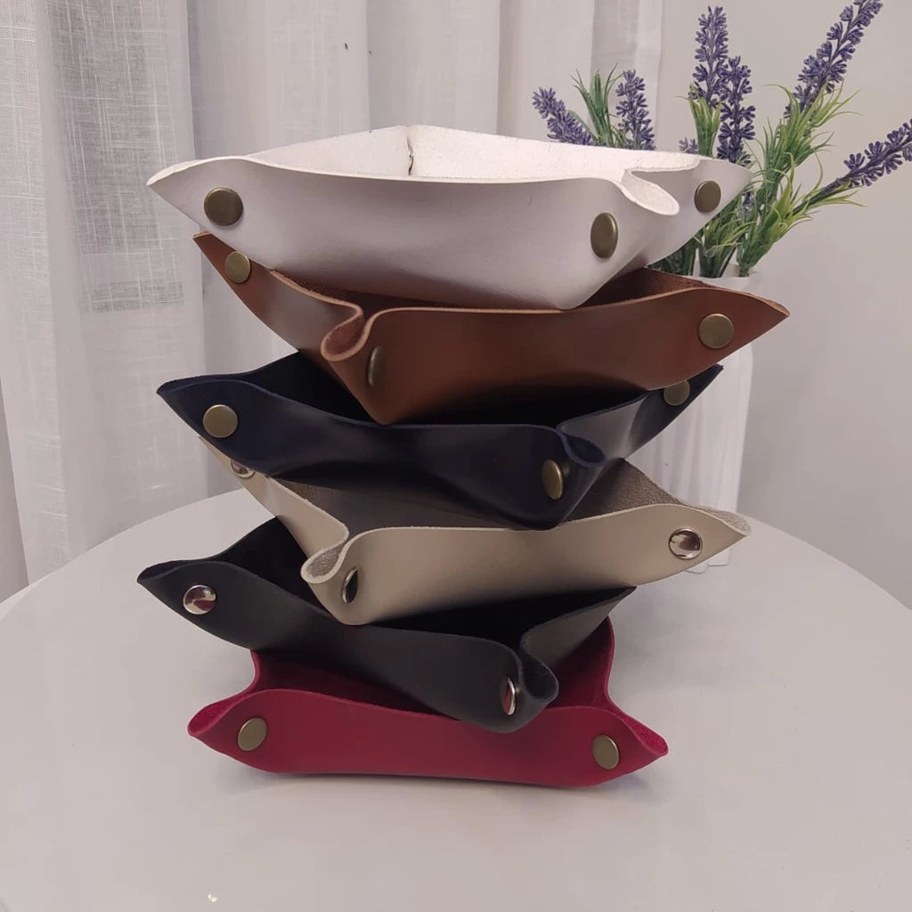 Organizador de Mesa Porta Treco em Couro