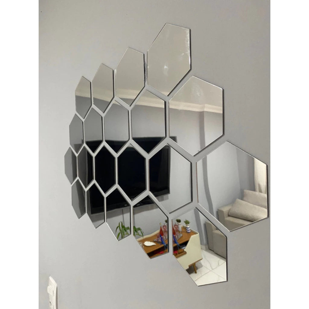 Espelhos Adesivo Hexagonal Decorativos (Kit)