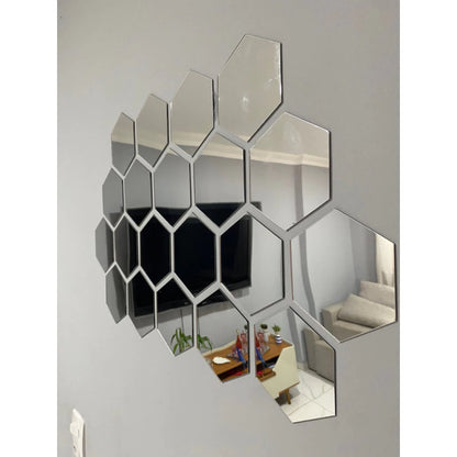 Espelhos Adesivo Hexagonal Decorativos (Kit)