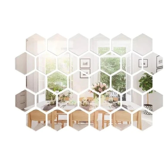 Espelhos Adesivo Hexagonal Decorativos (Kit)