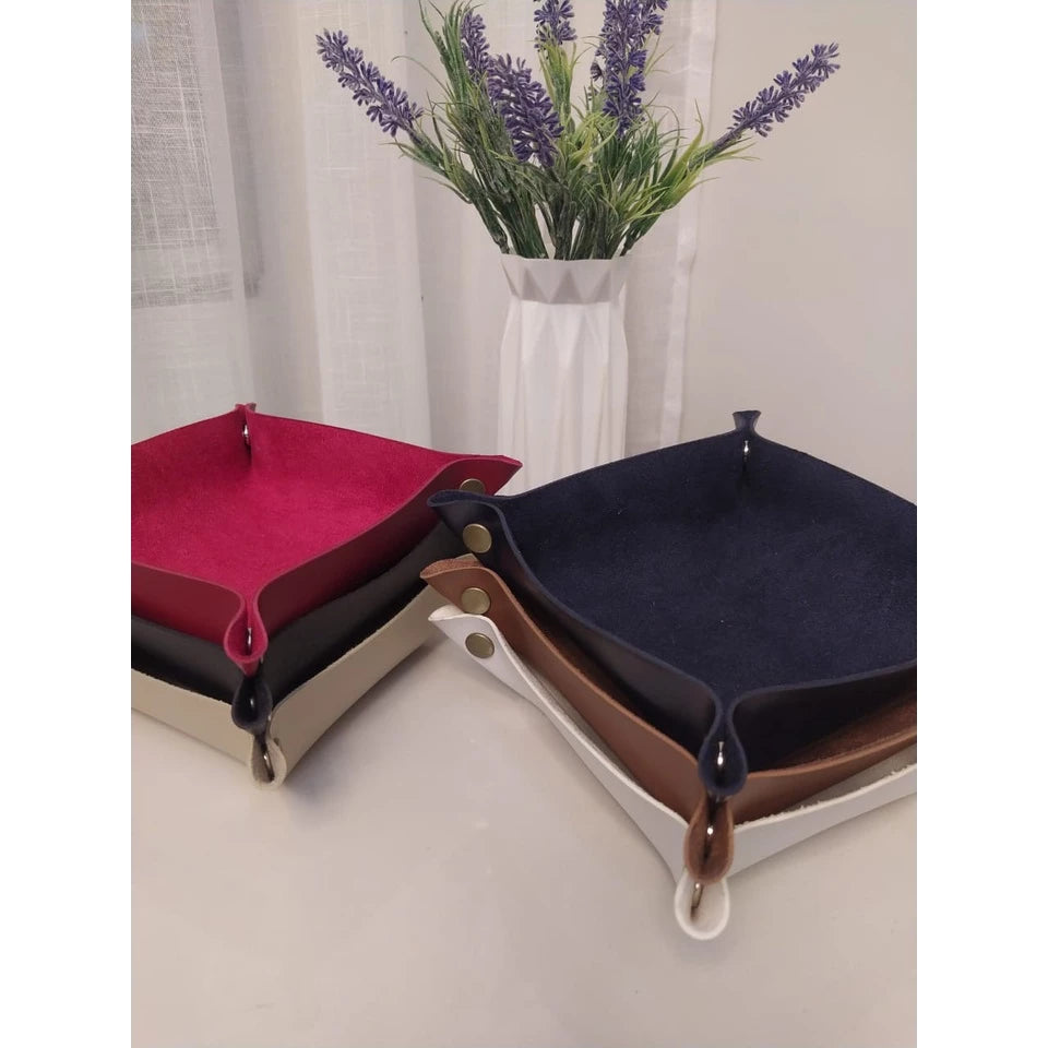 Organizador de Mesa Porta Treco em Couro