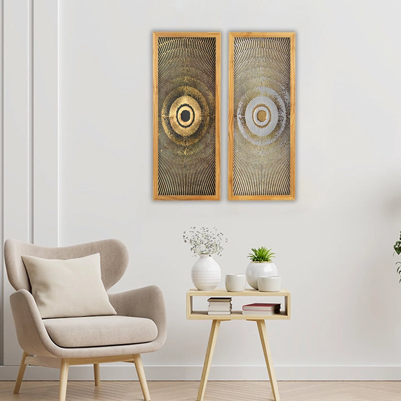 Quadro Decorativo Conjunto Para Sala Modernos Abstrato Preto Dourado Cozinha Recepção Hall Escritório