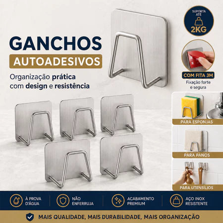 Kit 2 Suportes para Esponja em Aço Inox – Ganchos para Pia e Cozinha