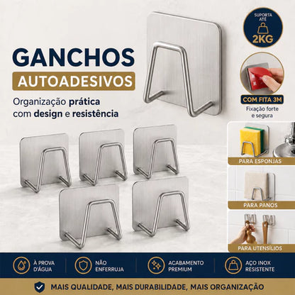 Kit 2 Suportes para Esponja em Aço Inox – Ganchos para Pia e Cozinha