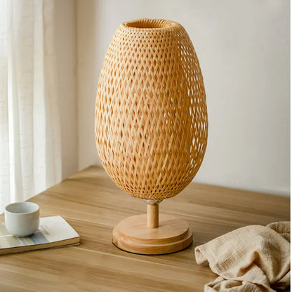 Abajur de Mesa Vintage em Bambu Japonês