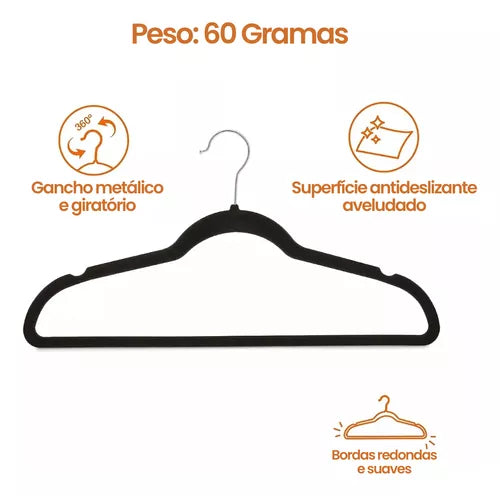 Cabide De Veludo Ultrafino (Kit)