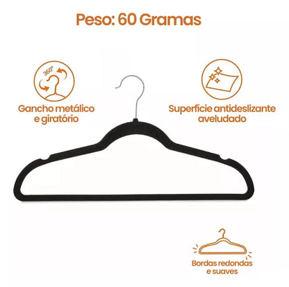 Cabide De Veludo Ultrafino (Kit)
