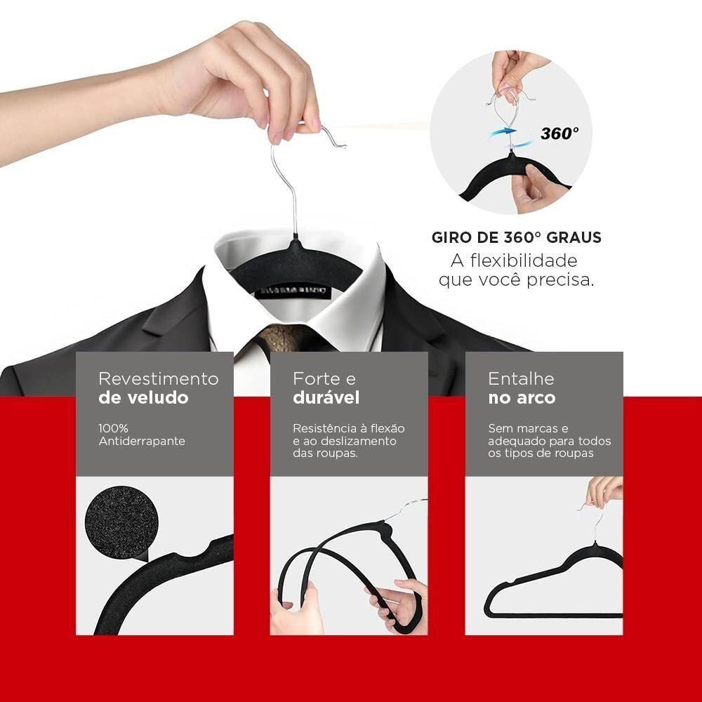 Cabide De Veludo Ultrafino (Kit)