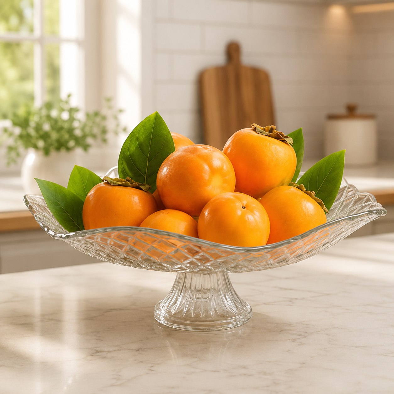 Fruteira de Vidro com Pé Gourmet – Centro de Mesa para Frutas e Saladas