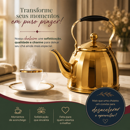 Chaleira Dourada com Infusor para Chá