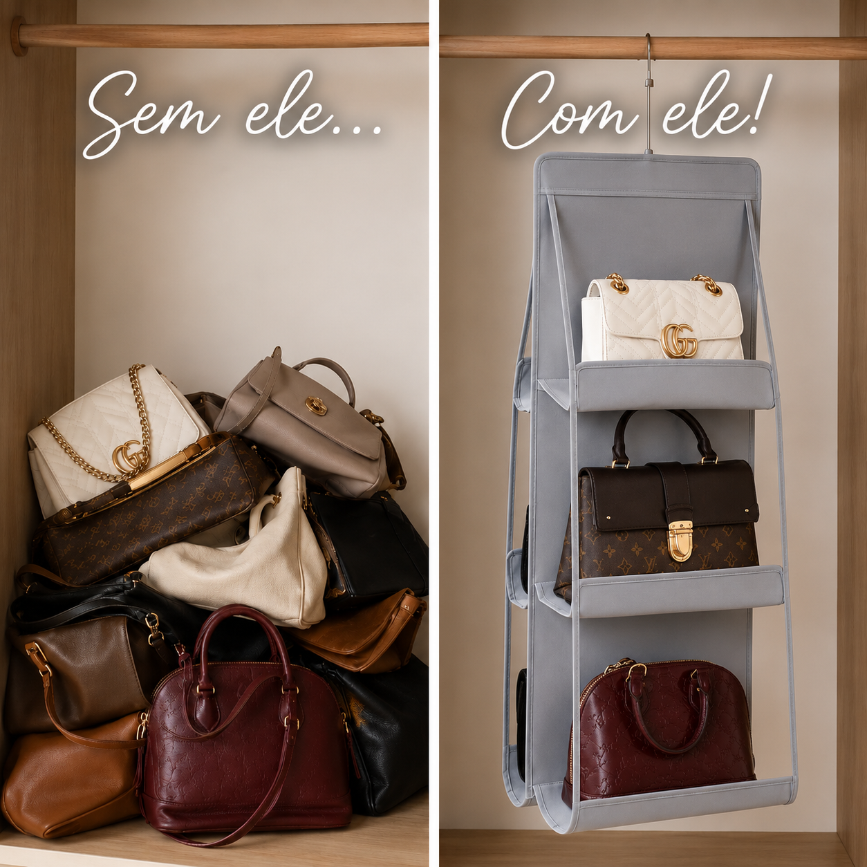 Organizador Suspenso para Bolsas 6 Divisórias