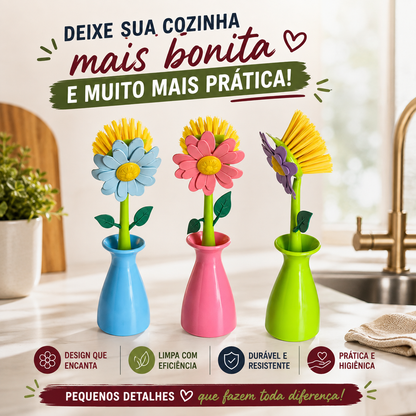 Escovas para Pia em Formato de Flor Margarida