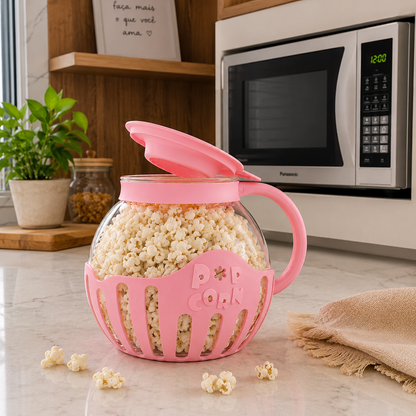 Pipoqueira de Vidro Borossilicato para Micro-ondas 2,25L – Pipoca Fácil e Saudável