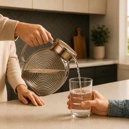 Jarra de Vidro Borossilicato Âmbar 1,8 Litros com Tampa em Inox