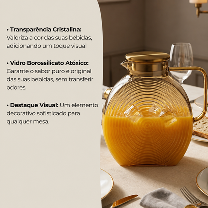 Jarra de Vidro Borossilicato Âmbar 1,8 Litros com Tampa em Inox