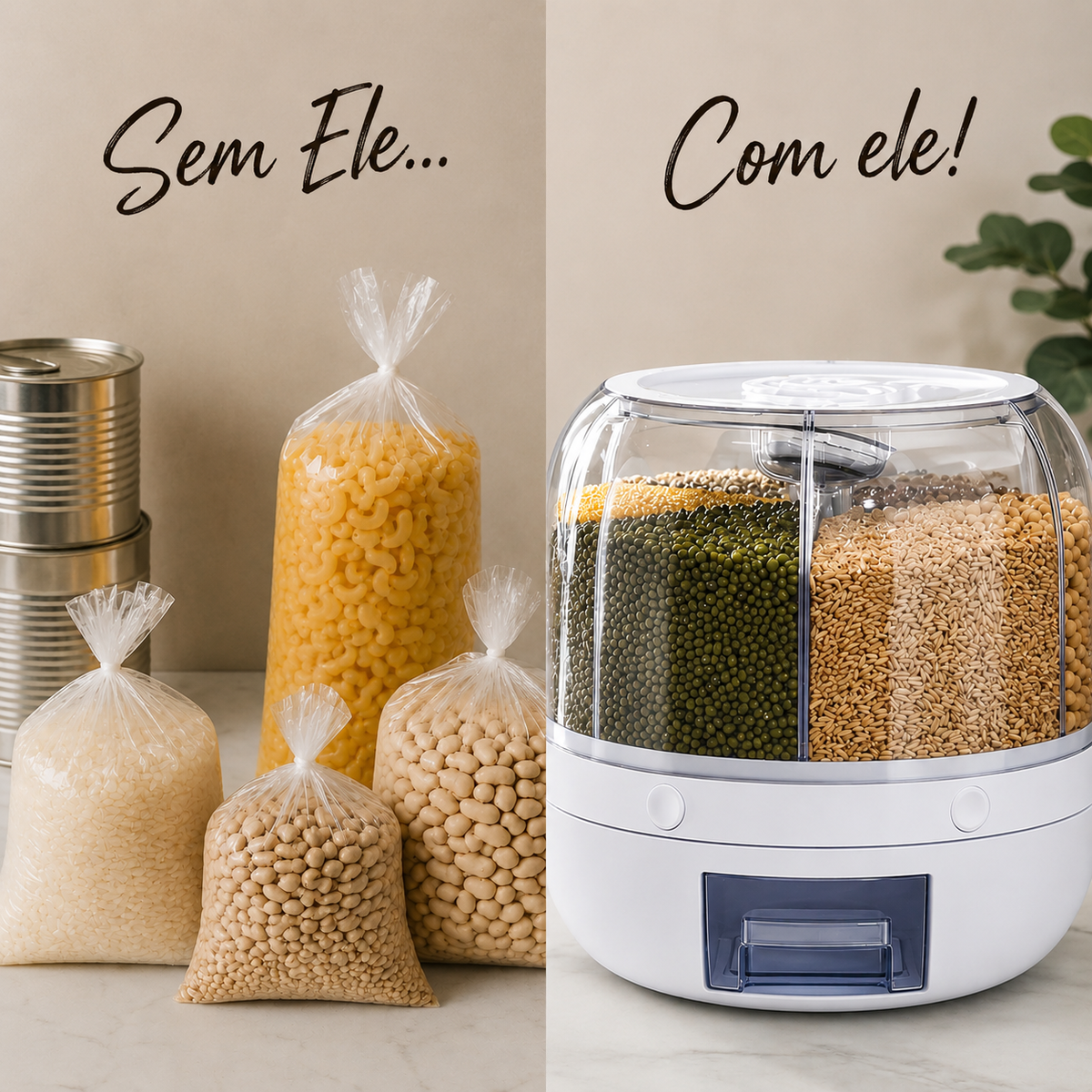 Porta-Mantimentos Giratório 360° – 6 Compartimentos Herméticos