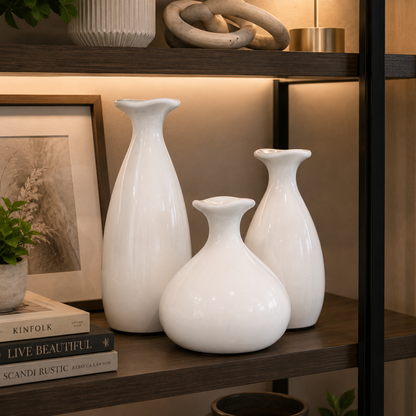 Trio de Vasos Decorativos em Cerâmica – 3 Tamanhos