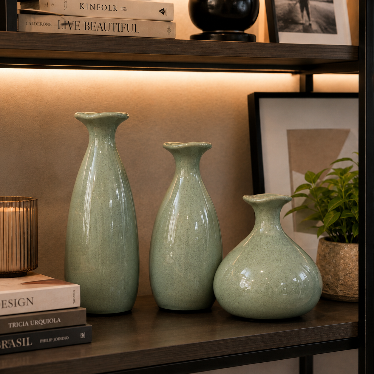 Trio de Vasos Decorativos em Cerâmica – 3 Tamanhos