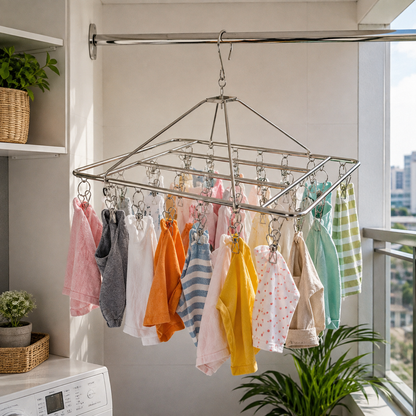 Cabide Varal Portátil em Aço Inox Premium – Organize e Seque Suas Roupas com Muito Mais Praticidade