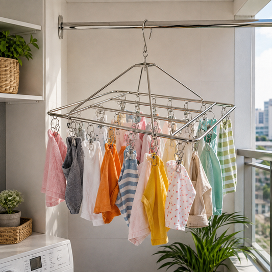 Cabide Varal Portátil em Aço Inox Premium – Organize e Seque Suas Roupas com Muito Mais Praticidade