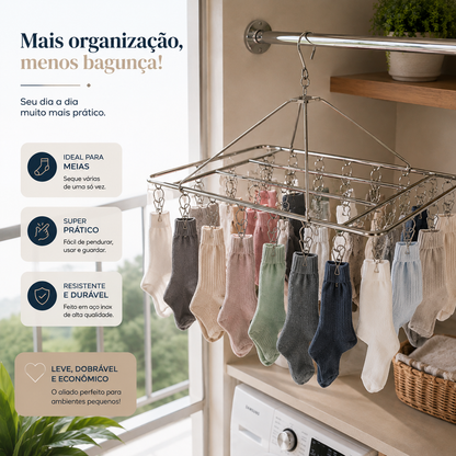 Cabide Varal Portátil em Aço Inox Premium – Organize e Seque Suas Roupas com Muito Mais Praticidade