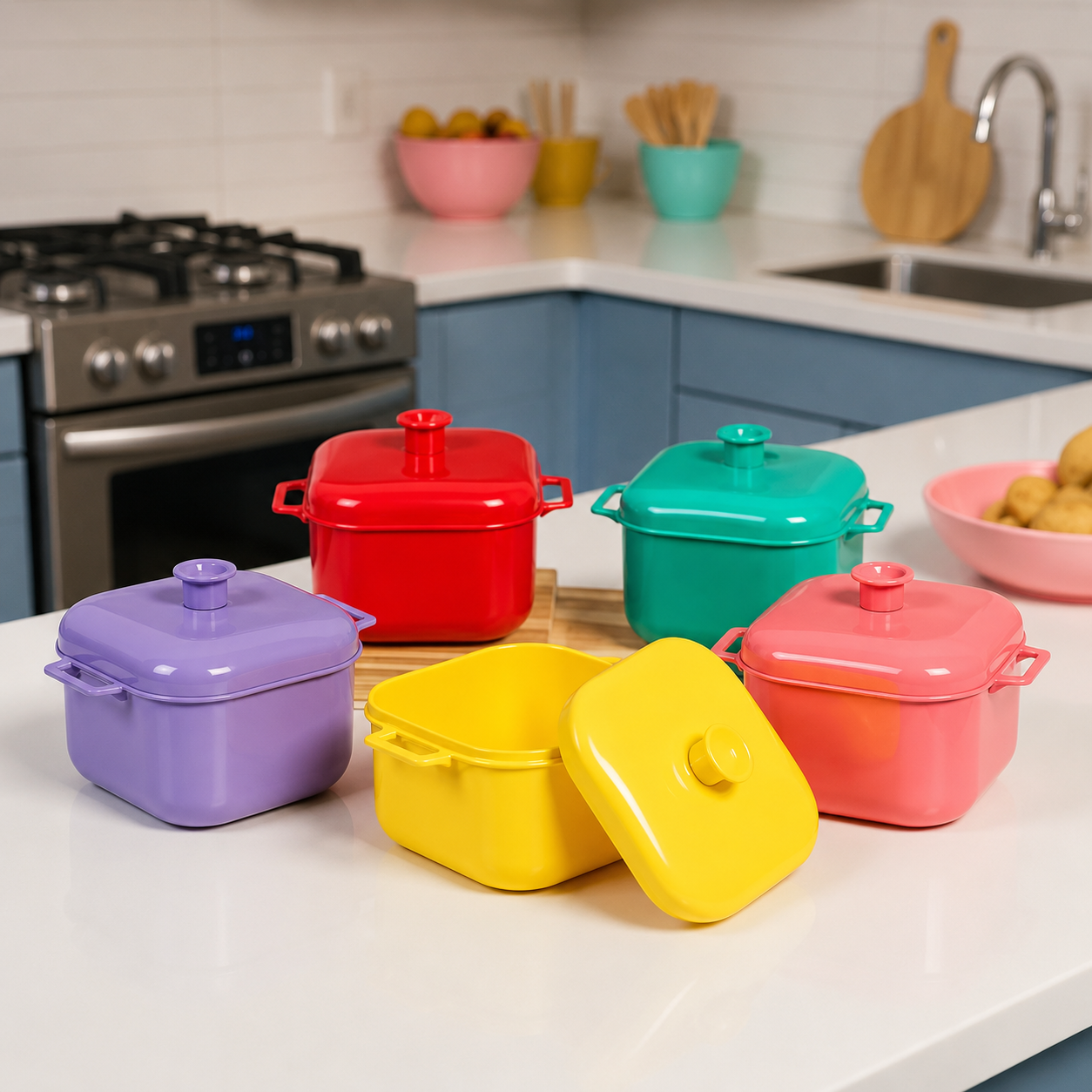 Kit 5 Panelas Caçarolas  para Freezer e Micro-ondas