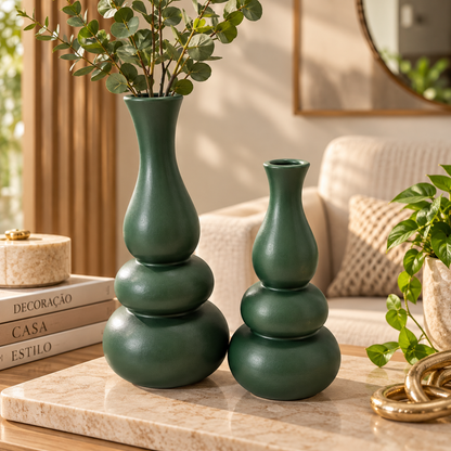 Vaso Decorativo Dupla Housee em Cerâmica