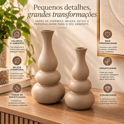 Vaso Decorativo Dupla Housee em Cerâmica