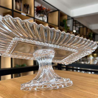 Travessa Cristal Com Pé Retangular Housee
