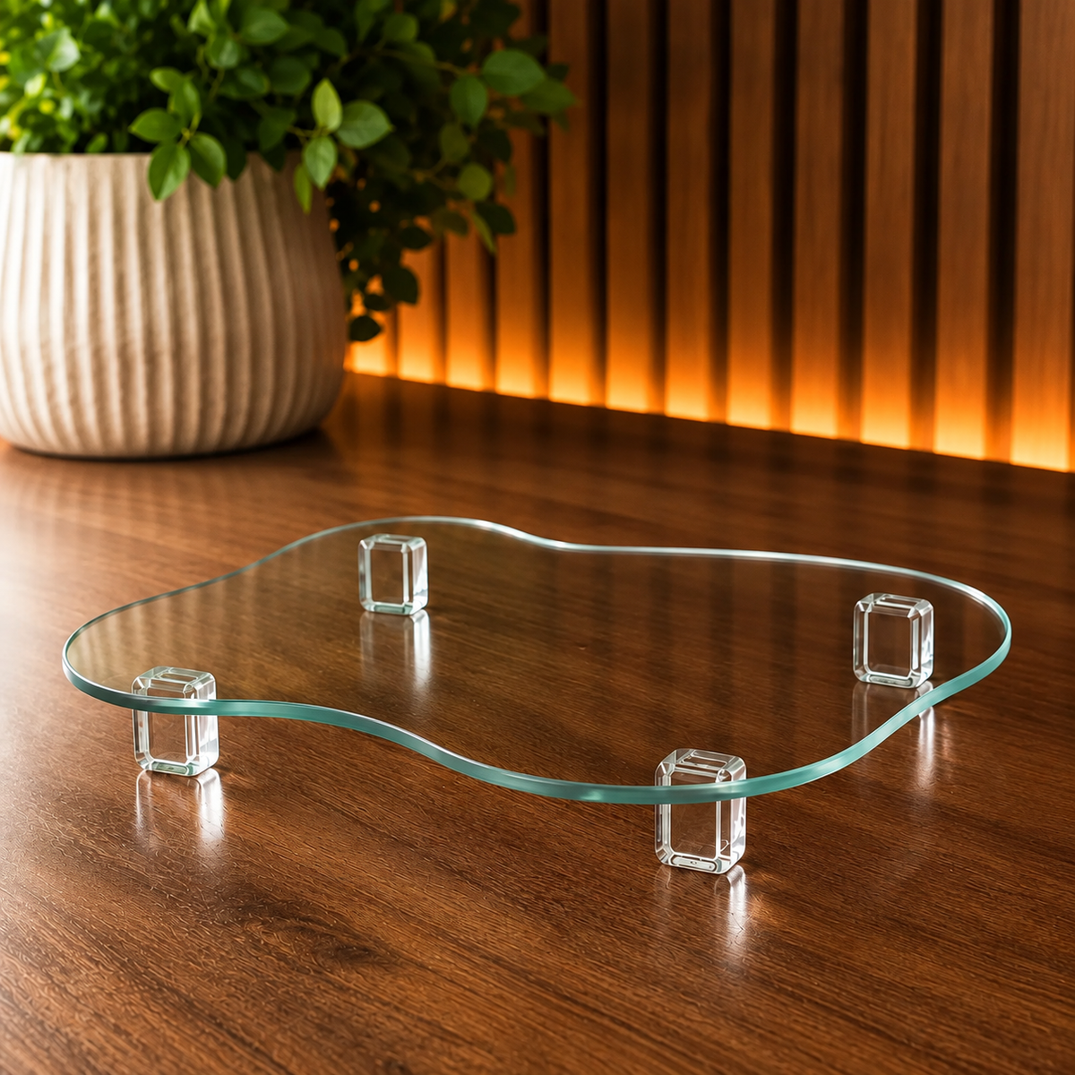 Bandeja Decorativa De Vidro Para Lavabo E Banheiro