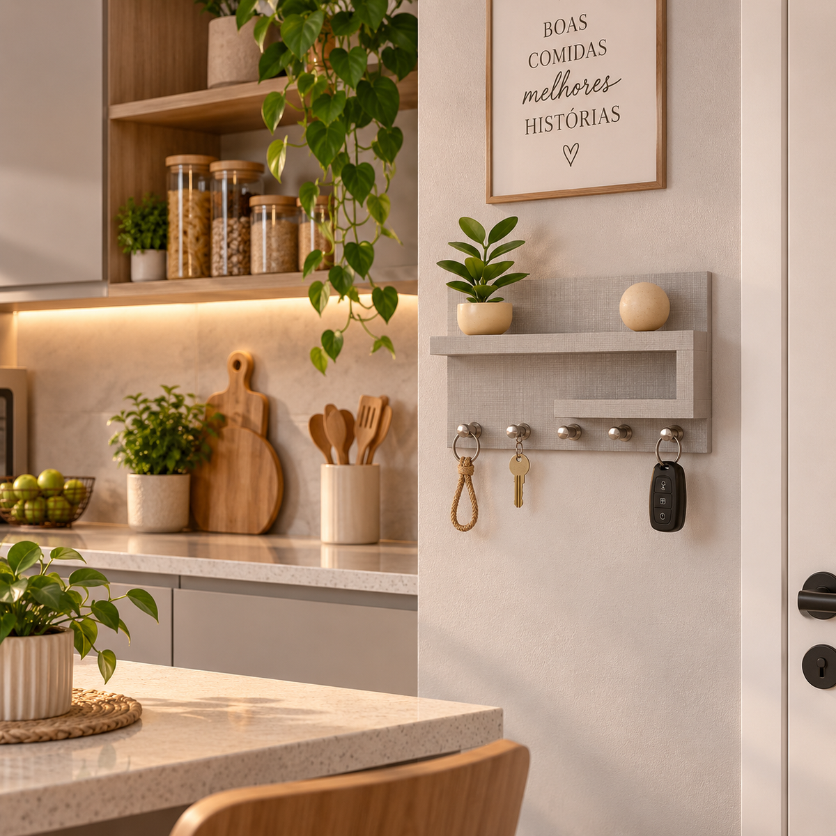 Porta Chaves Organizador Com Prateleira Decorativa
