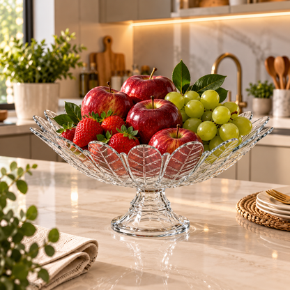 Fruteira De Vidro Folhas Housee