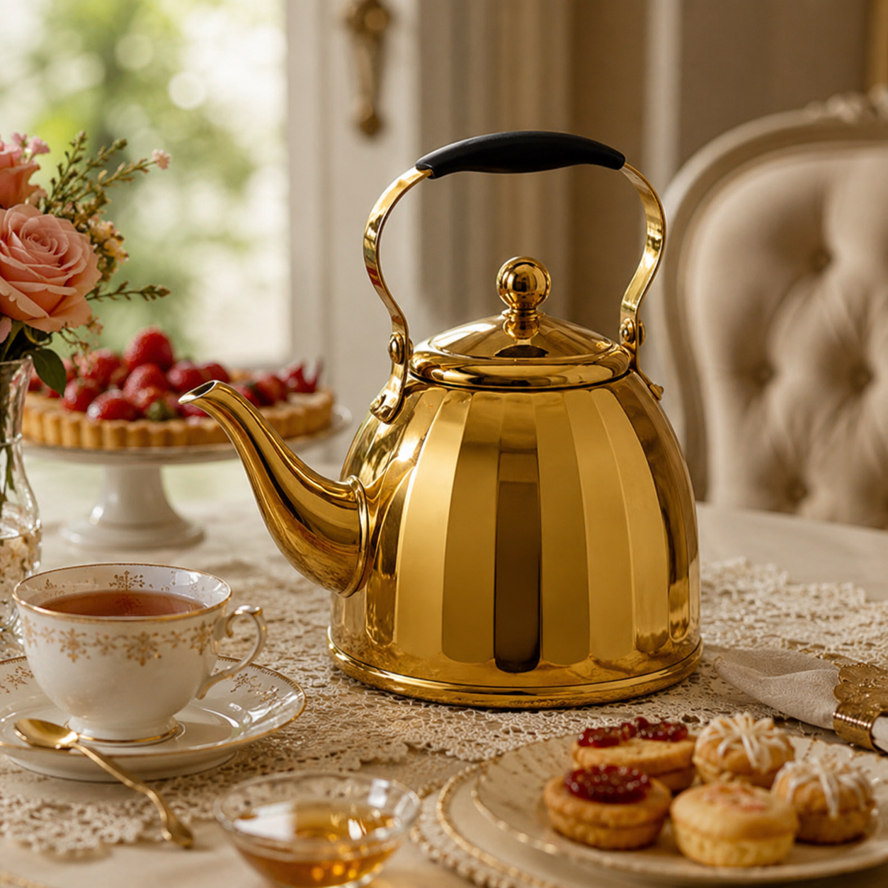 Chaleira com Infusor Gold Housee