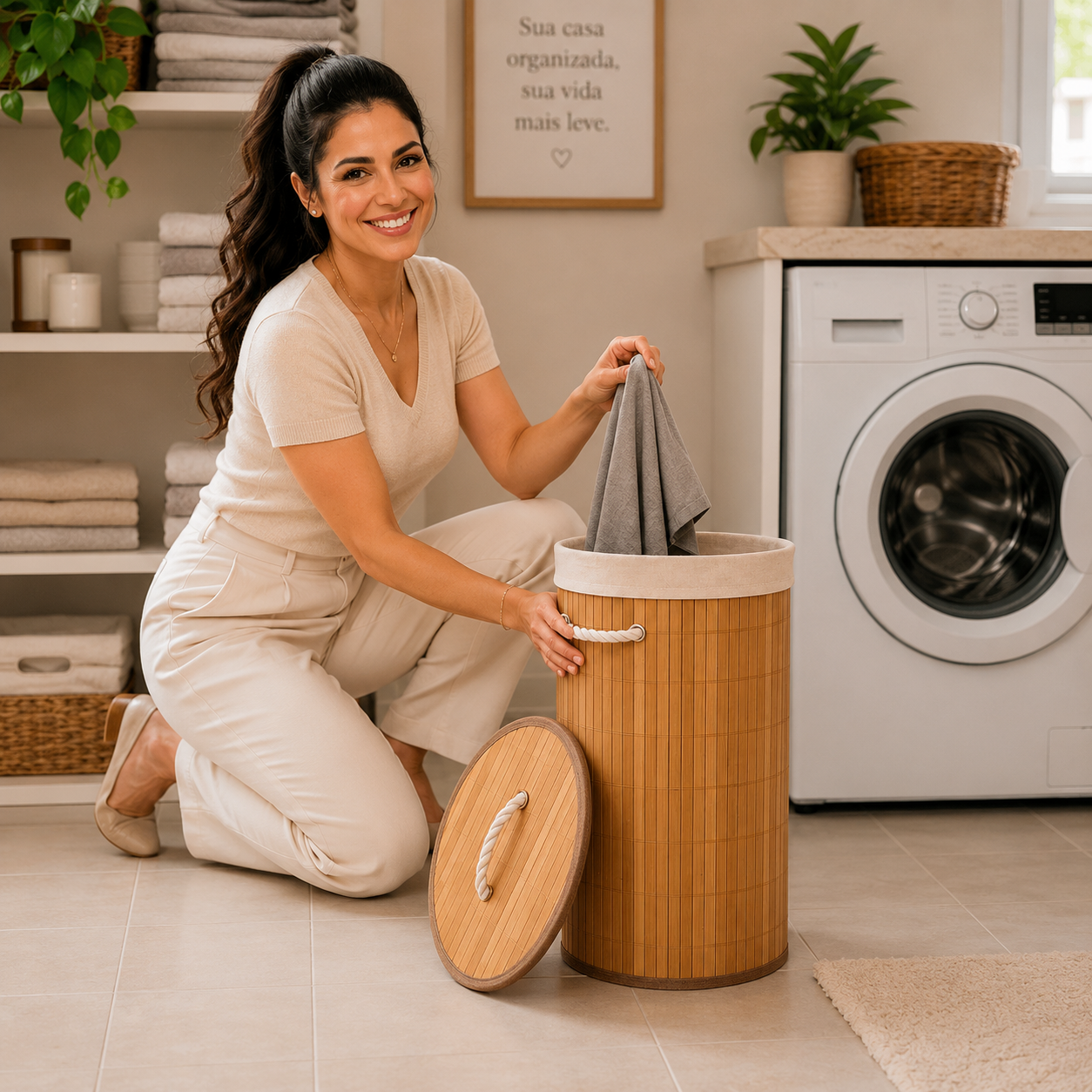 Cesto Organizador para Roupas com Tampa