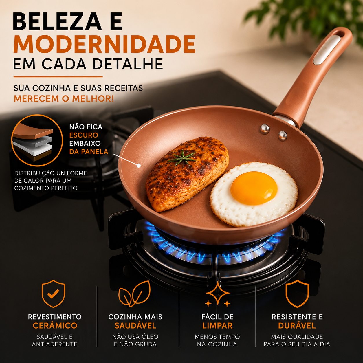 Frigideira Cerâmica Antiaderente Housee