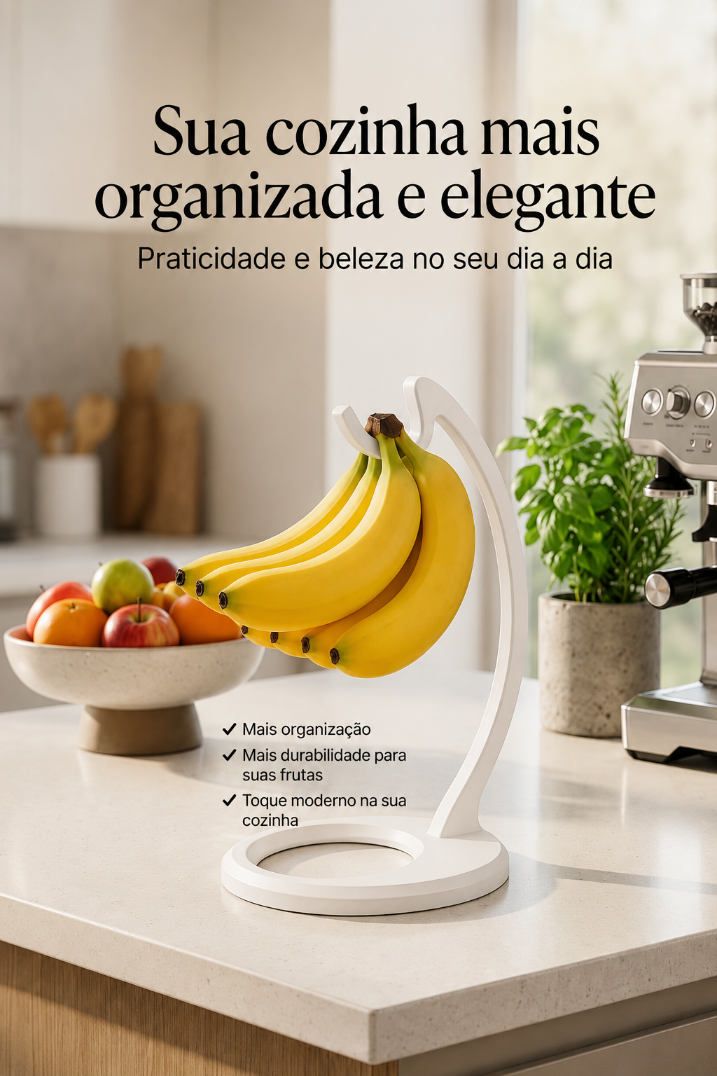 Suporte para Bananas Premium – Conservação Inteligente e Elegância para sua Cozinha