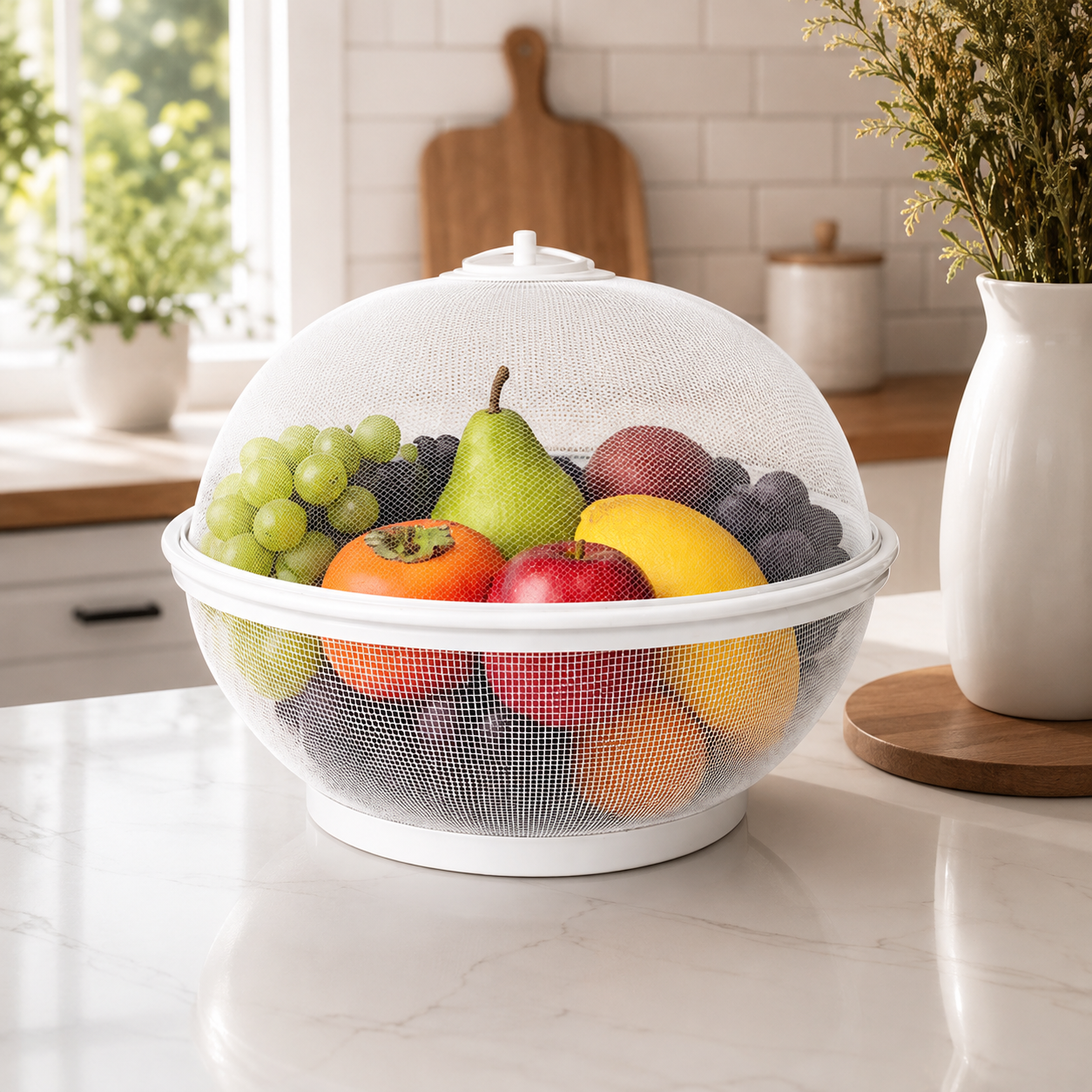 Fruteira Telada 26cm com Tampa – Proteção contra Insetos