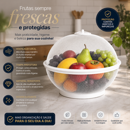 Fruteira Telada 26cm com Tampa – Proteção contra Insetos