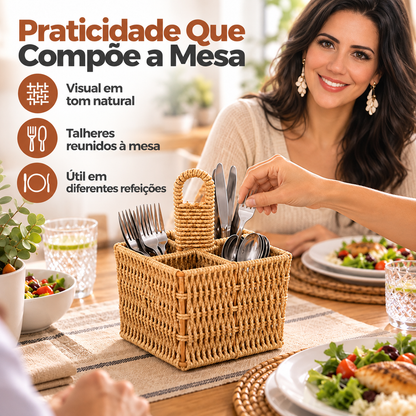 Porta Talheres E Temperos De Mesa Rattan Housee