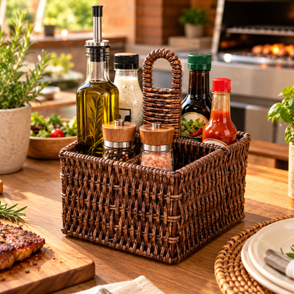 Porta Talheres E Temperos De Mesa Rattan Housee