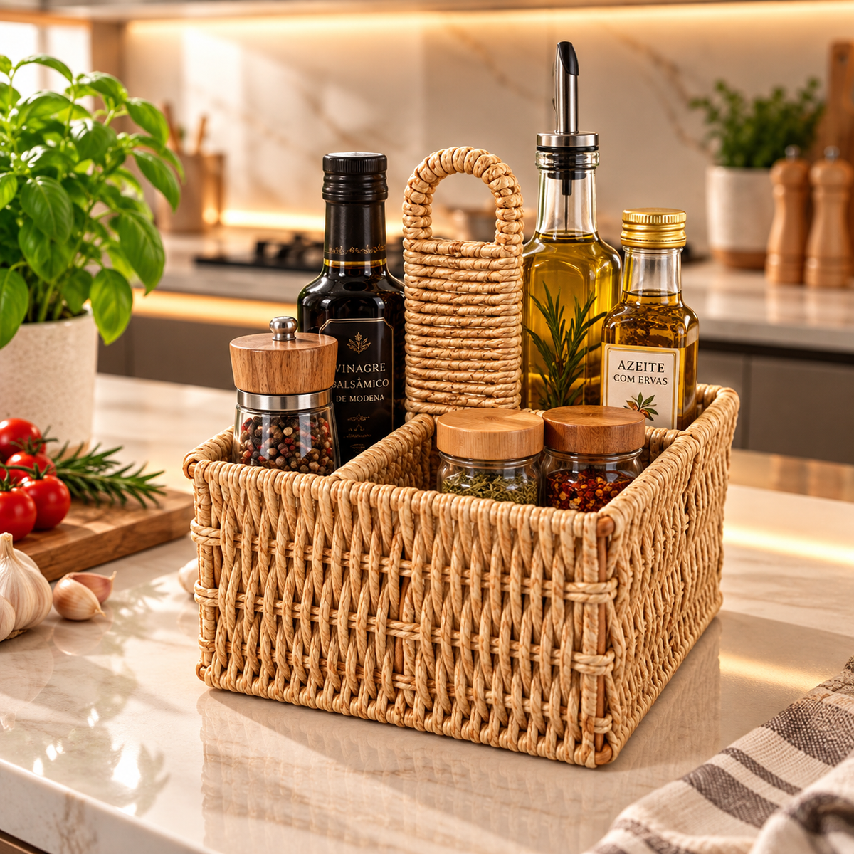 Porta Talheres E Temperos De Mesa Rattan Housee